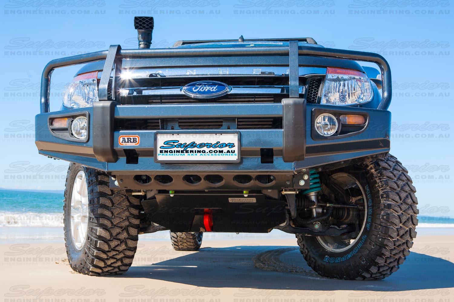 Front view of the Ford Ranger Bash Plate and Recovery Point